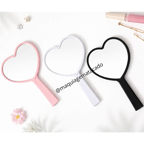 Espelho de Mão Coração Cor Aleatória Unidade ESPC
