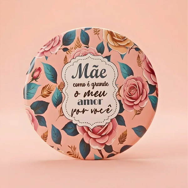 Espelho de Bolsa Duplo Redondo Rosa 7,5x7,5cm HJ79213