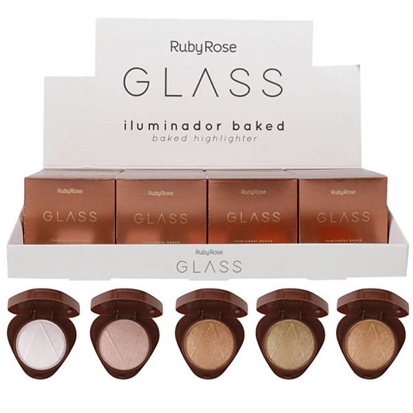 Kit 05 Unidades Iluminador Baked Glass Ruby Rose HBF1604