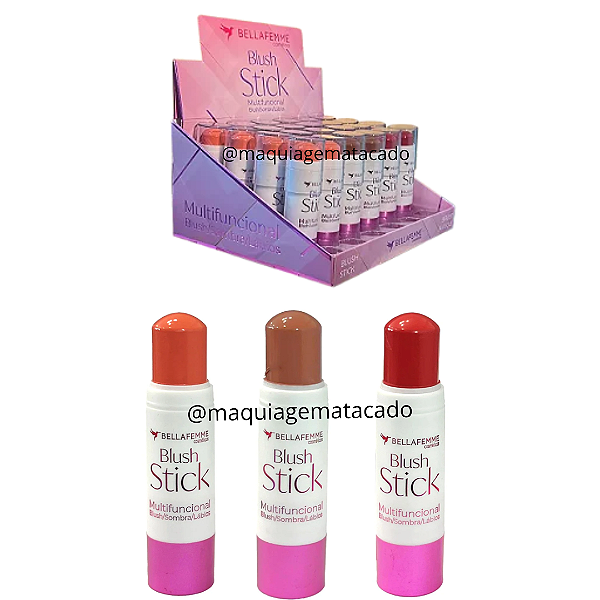 Blush Stick Multifuncional Bella Femme BF10197 Atacado Box 24 Unidades