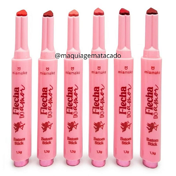 Kit 06 Unidades Batom Stick Textura Hidra Gloss Flecha do Amor Mia Make 614