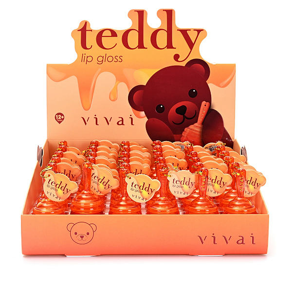 Lip Gloss Pote de Mel Teddy Vivai 3183 Atacado Box 36 Unidades