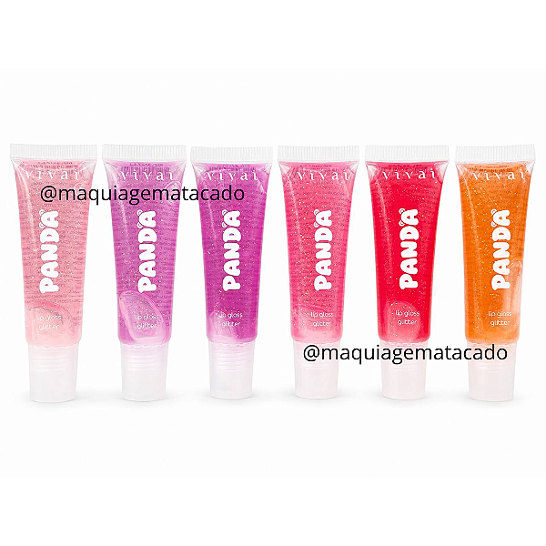 Kit 06 Unidades Lip Gloss Glitter Panda Vivai 3427