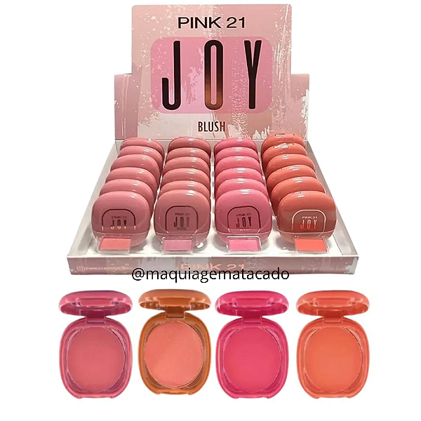 Blush Compacto com Espelho Joy Pink 21 Cores B CS2787 Atacado Box 24 Unidades