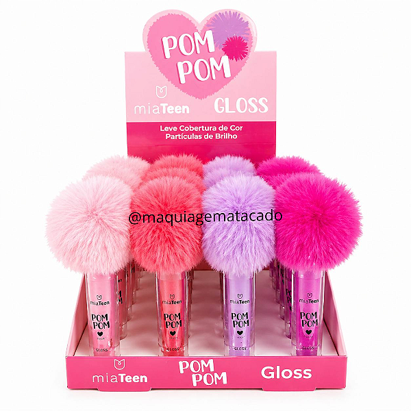 Gloss Pom Pom Mia Make 611 Atacado Box 24 Unidades