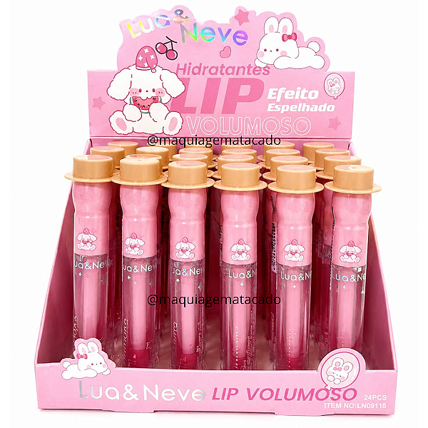 Lip Hidratante Volumoso Efeito Espelhado Lua e Neve LN09115 Atacado Box 24 Unidades