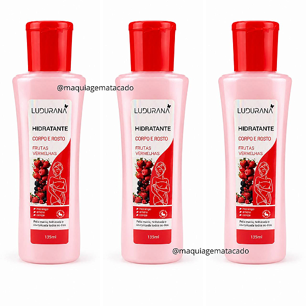 Kit 03 Unidades Hidratante Corpo e Rosto Ludurana Frutas Vermelhas B00437