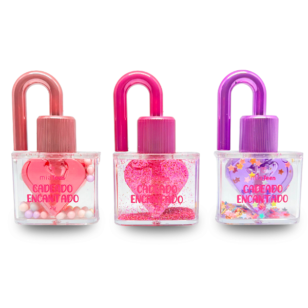 Kit 03 Unidades Lip Oil Hidratante Cadeado Encantado Mia Make 565