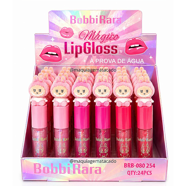 Kit 03 Unidades Lip Gloss Magic À Prova D'Água Bobbi Rara BRB080254 Atacado Box 24 Unidades