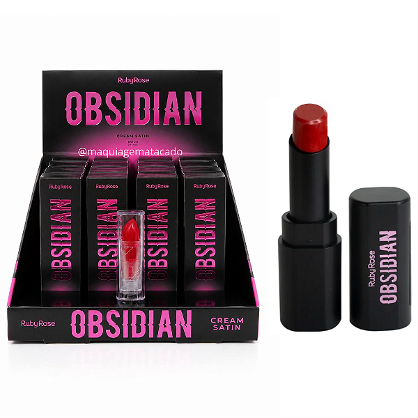 Batom Cream Satin Obsidian Ruby Rose HB7000 Cor 03 Atacado Box 12 Unidades