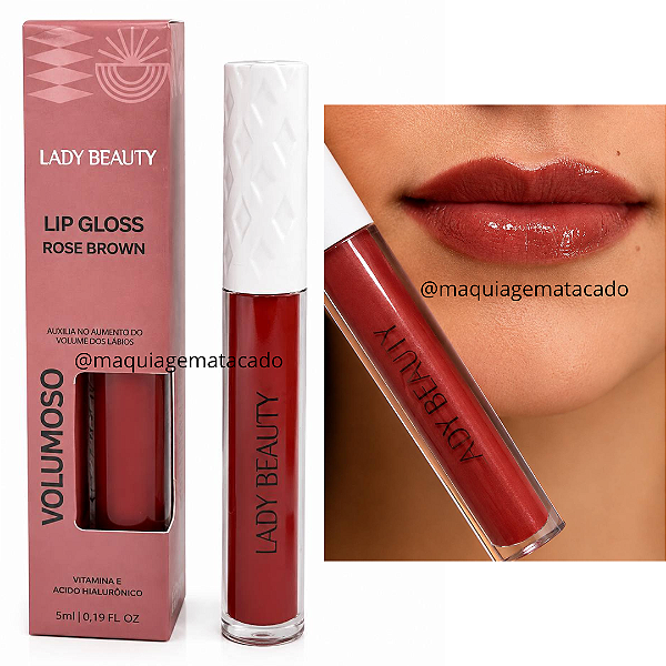 Lip Gloss Volumoso Rose Brown Lady Beauty L64