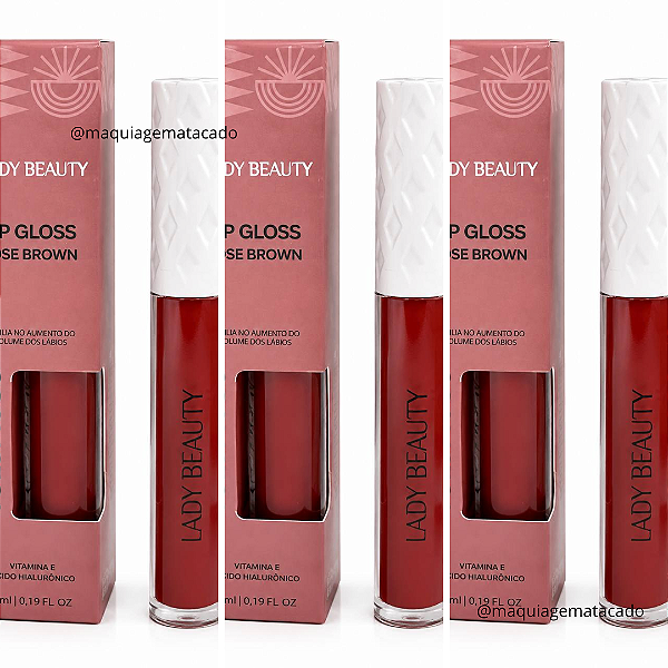 Kit 03 Unidades Lip Gloss Rose Brown Lady Beauty L64