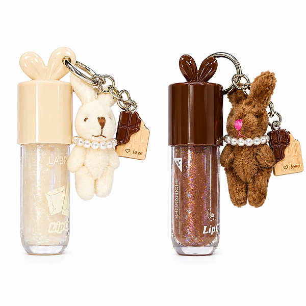 Kit 02 Unidades Lip Gloss com Chaveiro Coelhinho Chocolate Labranche LA7336