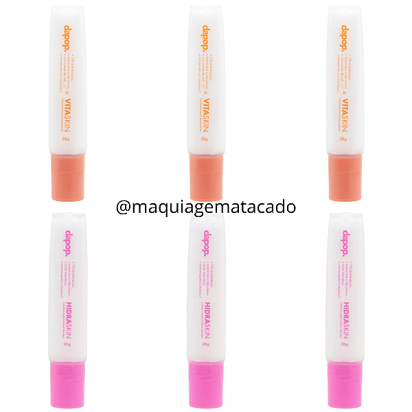 Kit 06 Unidades Hidratante Facial Antioxidante VitaSkin Da Pop DP2390 e Hidratante Facial HidraSkin Da Pop DP2391
