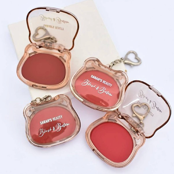 Kit 04 Unidades Blush e Batom 2 em 1 com Chaveiro Sarah's Beauty S6752