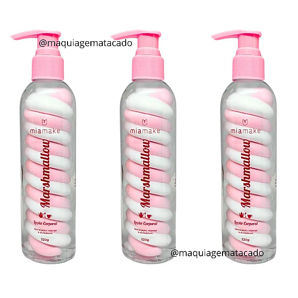 Kit 03 Unidades Loção Corporal Hidratante Marshmallow Mia Make 431