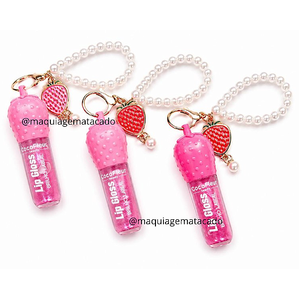 Kit 03 Unidades Lip Gloss com Chaveiro e Pulseira Coco Fleur CF1104