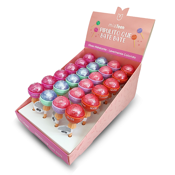 Gloss Hidratante Pirulito Que Bate Bate Mia Make 419 Atacado Box 24 Unidades