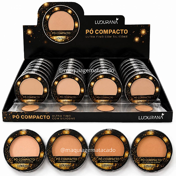 Pó Compacto Ultra Fino com Silicone Ludurana B00199 Atacado Box 24 Unidades