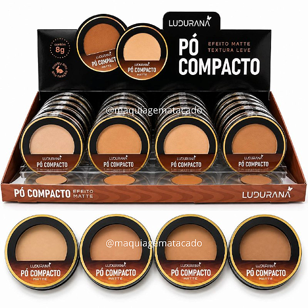 Pó Compacto Efeito Matte Ludurana B00002 Atacado Box 24 Unidades