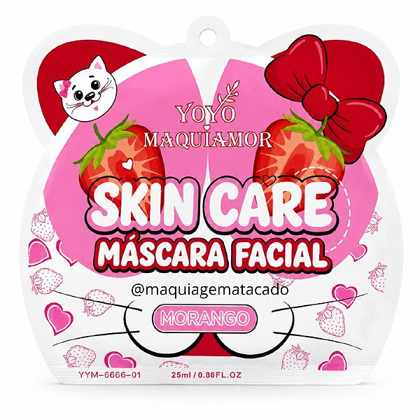 Máscara Facial Skincare Coleção Animais Yoyo Maquiamor Morango YYM666601