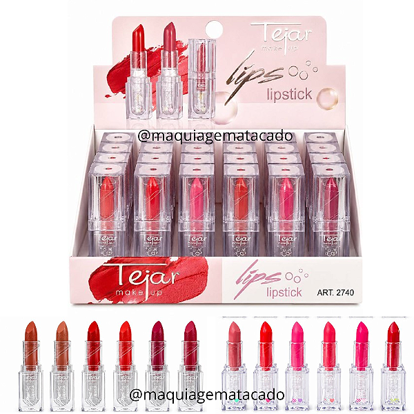 Batom Tejar Makeup TJ2740 Atacado Box 24 Unidades