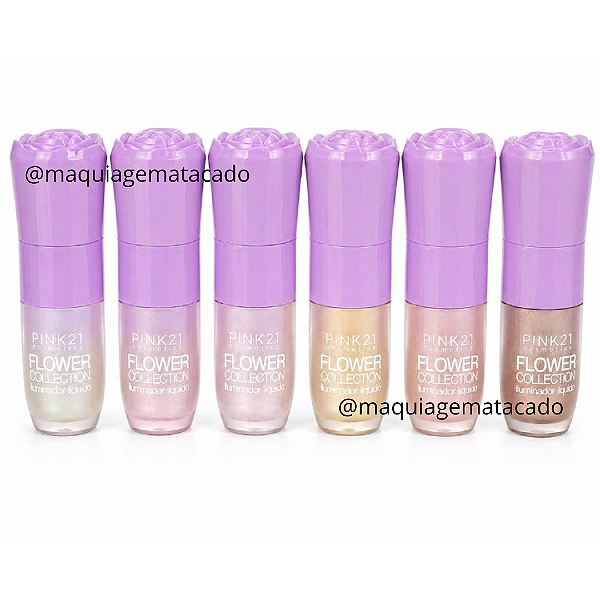 Kit 06 Unidades Iluminador Líquido Flower Collection Pink 21 CS5976