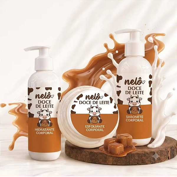 Kit Corporal Doce de Leite Nelô: Esfoliante, Sabonete e Hidratante