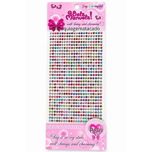 Cartela Adesiva Auto Colante Strass Colorido Q Bela Manuela QBM766