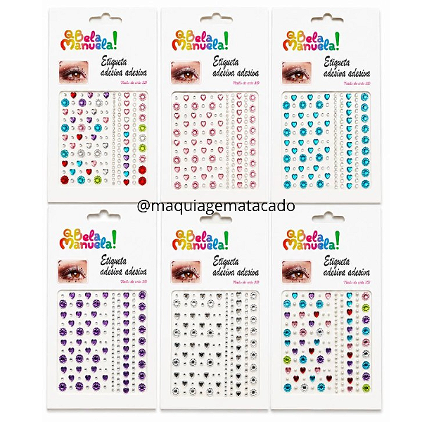 Kit 06 Unidades Cartela Adesivo Auto Colante Cores Aleatórias QBM762