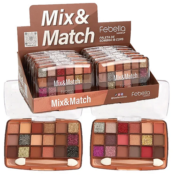 Paleta de Sombras Mix e Match Febella PSO30347 Atacado Box 12 Unidades