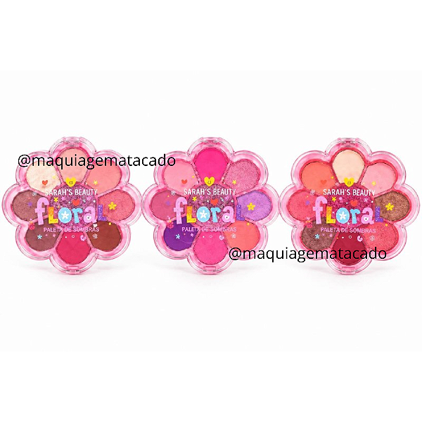 Kit 03 Unidades Paleta de Sombras Floral Sarah's Beauty S6132