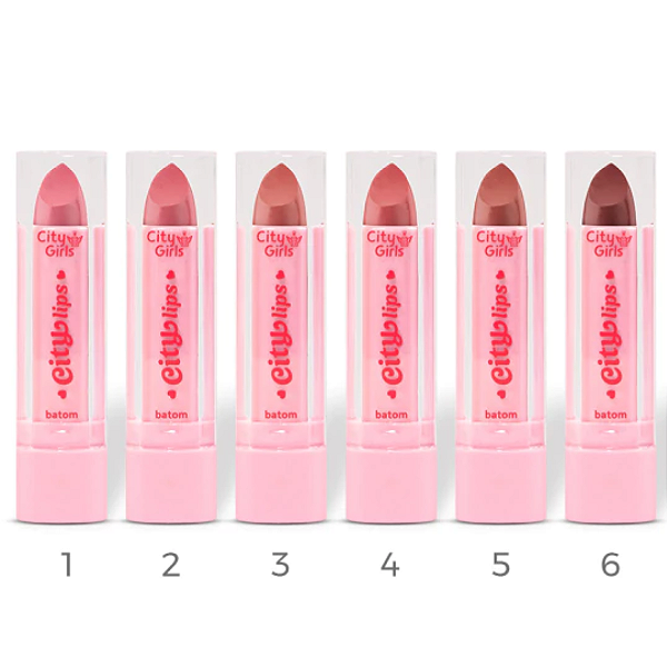 Kit 06 Unidades Batom Semi Matte City Lips City Girls CG487 Cores A