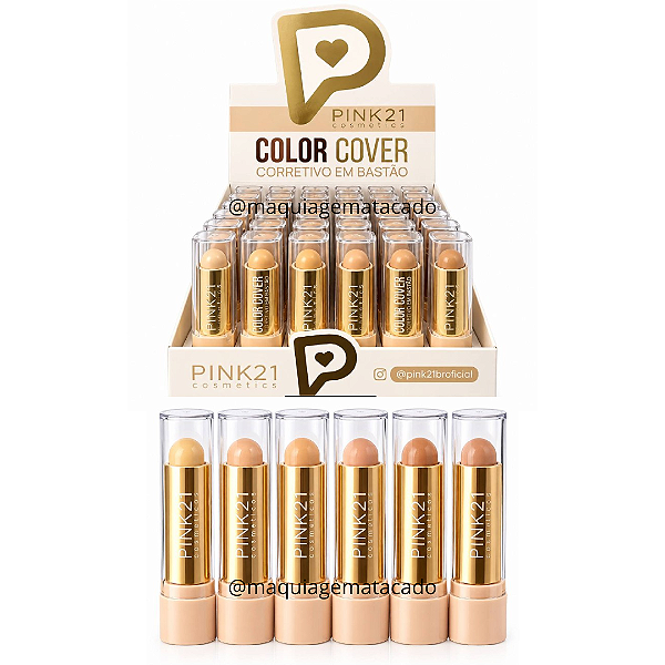 Corretivo em Bastão Color Cover Pink 21 CS6801 Atacado Box 48 Unidades
