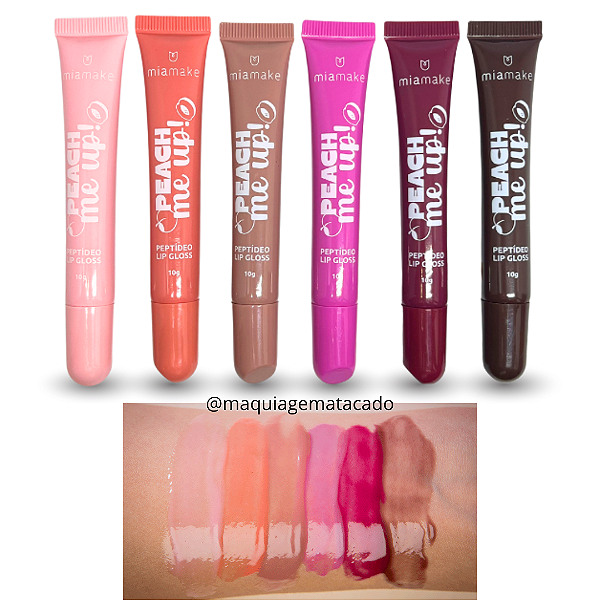 Kit 06 Unidades Lip Gloss Peptídeo Peach Me Up! Mia Make 568