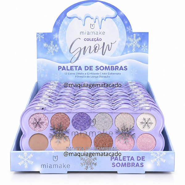 Paleta de Sombras Coleção Snow 12 Cores Mia Make 640 Atacado Box 12 Unidades