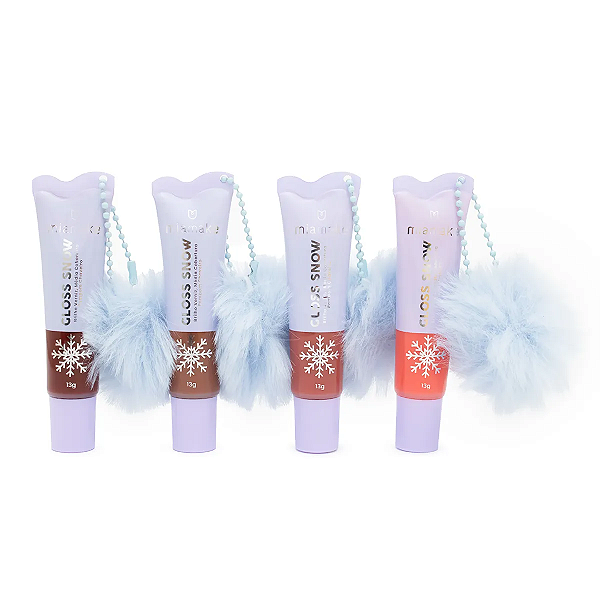Kit 04 Unidades Gloss Brilho Verniz Coleção Snow com Pompom Chaveiro Mia Make 633
