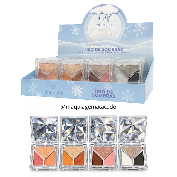 Trio de Sombras Coleção Snow Mia Make 638 Atacado Box 24 Unidades