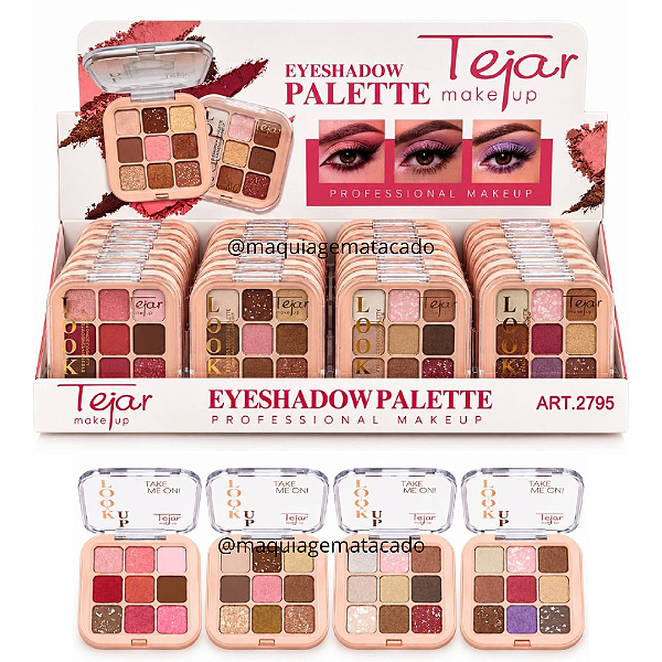 Paleta de Sombras 09 Cores Tejar Makeup TJ2795 Atacado Box 24 Unidades