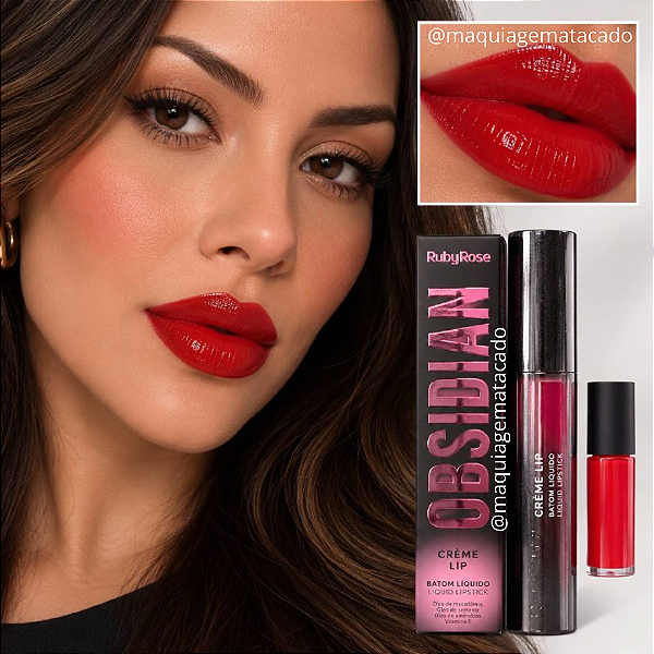 Batom Líquido Crème Lip Obsidian Ruby Rose HB7100 Cor OCL03