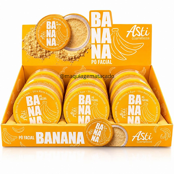 Pó Facial Banana Asti Cosméticos PB01 Atacado Box 12 Unidades