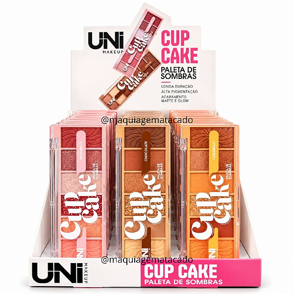 Paleta de Sombras Cup Cake Uni Makeup UNSO340DS Atacado Box 24 Unidades