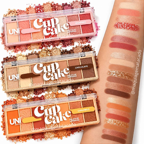 Kit 03 Unidades Paleta de Sombras Cup Cake Uni Makeup UNSO340DS