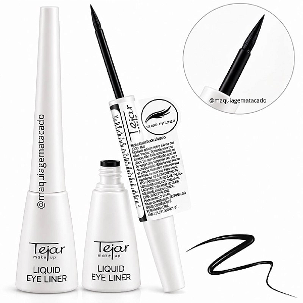 Delineador Líquido Preto Tejar Makeup TJ264
