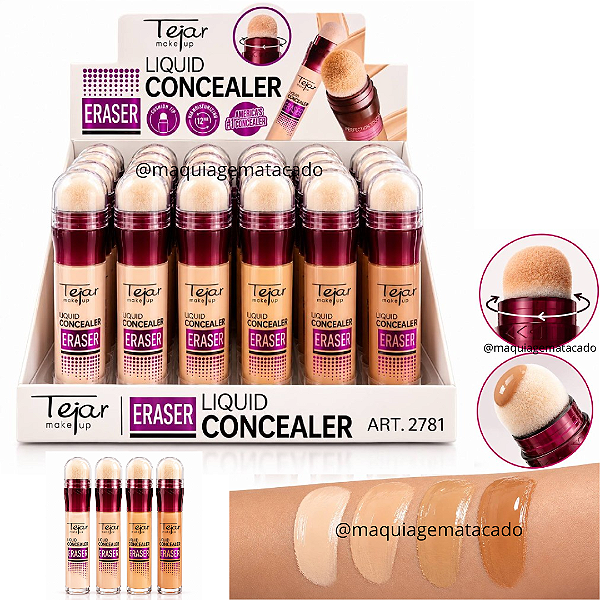Corretivo Líquido Eraser Tejar Makeup TJ2781 Atacado Box 24 Unidades