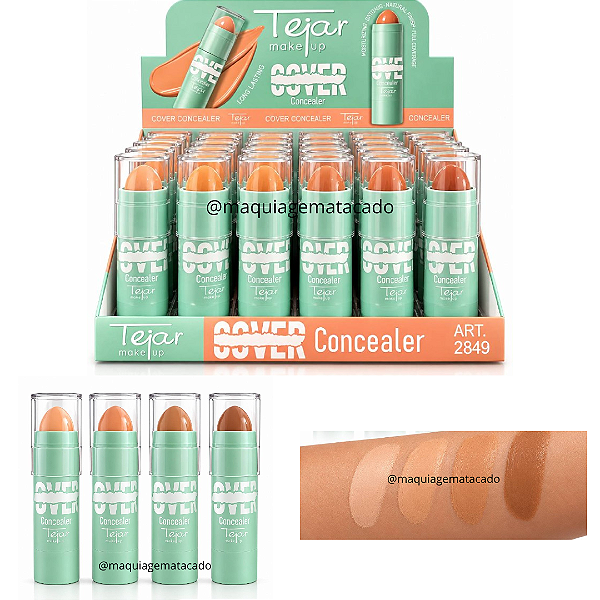 Corretivo em Bastão Cover Concealer Tejar Makeup TJ2849 Atacado Box 24 Unidades