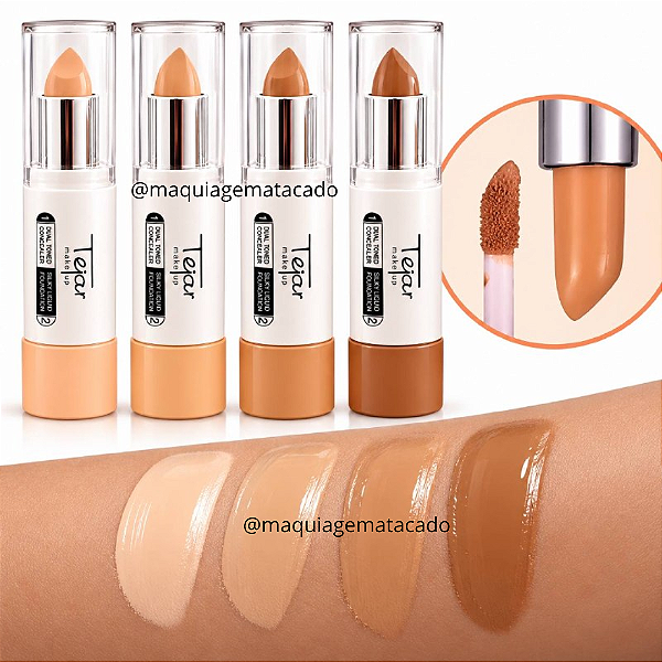 Kit 04 Unidades Base + Corretivo Dual Toned Tejar Makeup TJ290