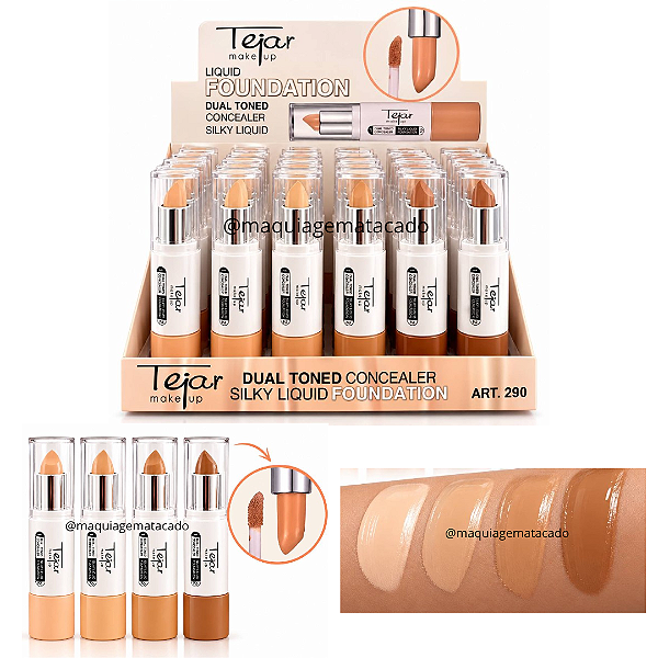 Base + Corretivo Dual Toned Tejar Makeup TJ290 Atacado Box 24 Unidades