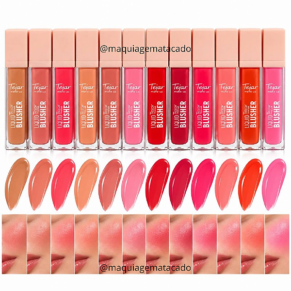 Kit 12 Unidades Blush Líquido À Prova D'Água Tejar Makeup TJ2783