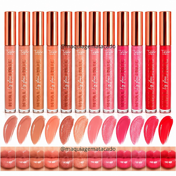 Kit 12 Unidades Lip Gloss Hyaluronic Tejar Makeup TJ2771